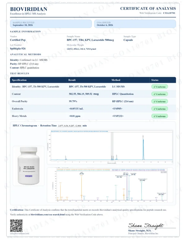 BPC-157 + TB-500 + KPV + LARAZOTIDE 60 CAPSULES