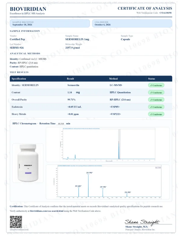 SERMORELIN 1MG 60CAPSULES
