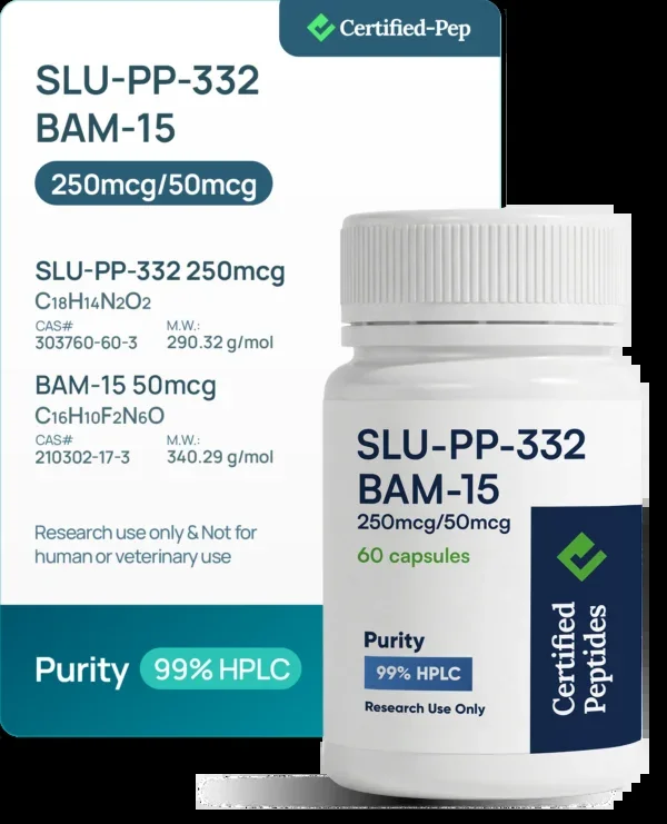 SLU-PP-332 w/ BAM-15 : 250mcg/50mcg 60 CAPSULES — source product image