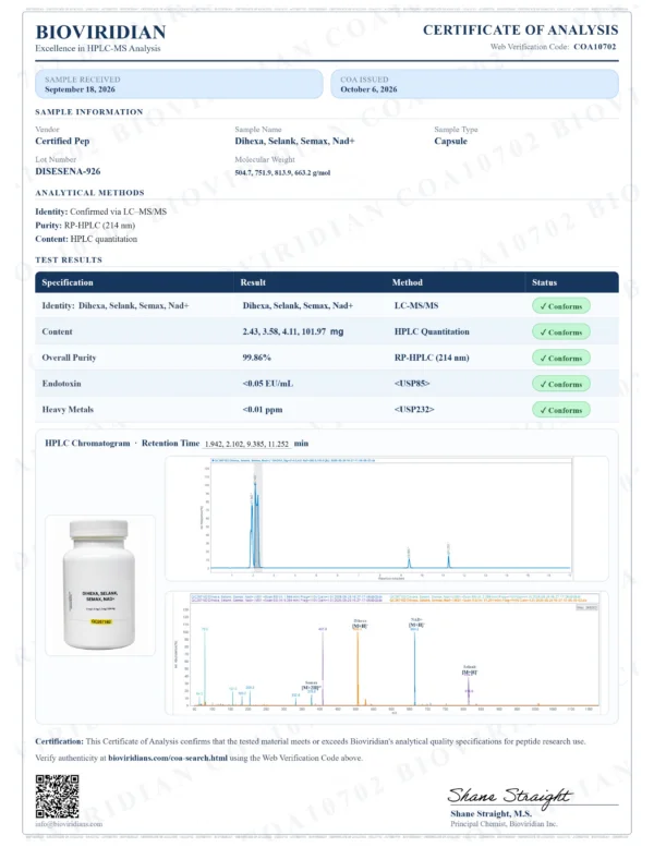 DIHEXA + SELANK + SEMAX + NAD+  60 CAPSULES